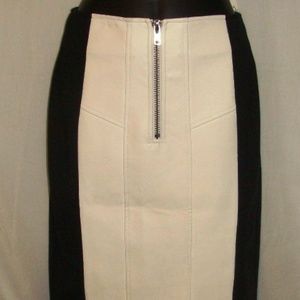 GRACIA PLEATHER BLACK & WHITE PENCIL SKIRT Sz, SM